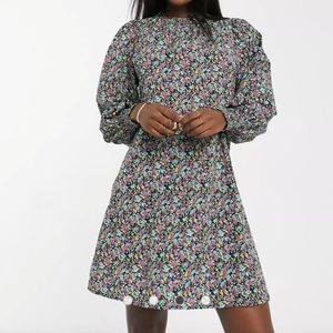NWT Asos Vero Moda Tall Balloon Sleeve Minidress in Floral Print Size Small